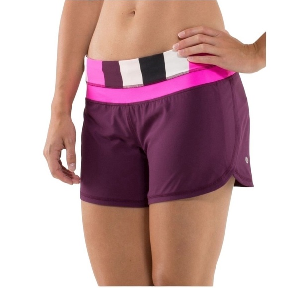 Lululemon Groovy Run Short Plum / Raspberry Glo Light / Pow Stripe Sz 4 - Picture 1 of 13